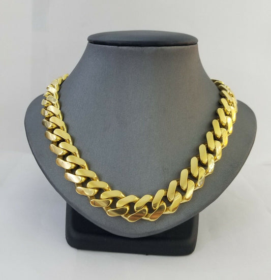 10k Gold Men Royal Monaco Link Chain 26inch 15mm Gold ,10kt Real gold necklace - Reva Jeweler