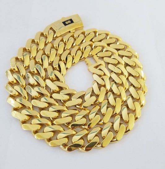10k Gold Men Royal Monaco Link Chain 26inch 15mm Gold ,10kt Real gold necklace - Reva Jeweler