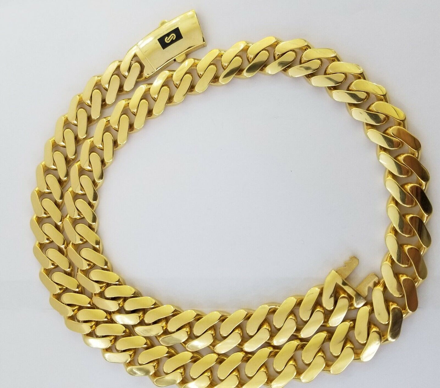 10k Gold Men Royal Monaco Link Chain 26inch 15mm Gold ,10kt Real gold necklace - Reva Jeweler