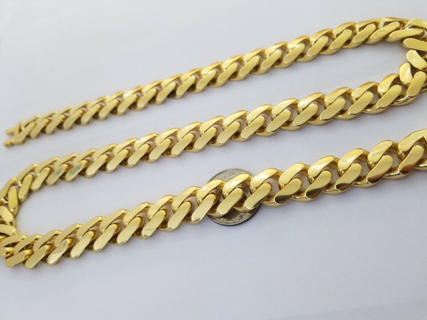 10k Gold Men Royal Monaco Link Chain 26inch 15mm Gold ,10kt Real gold necklace - Reva Jeweler