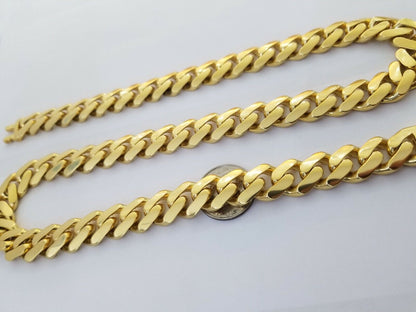 10k Gold Men Royal Monaco Link Chain 26inch 15mm Gold ,10kt Real gold necklace - Reva Jeweler