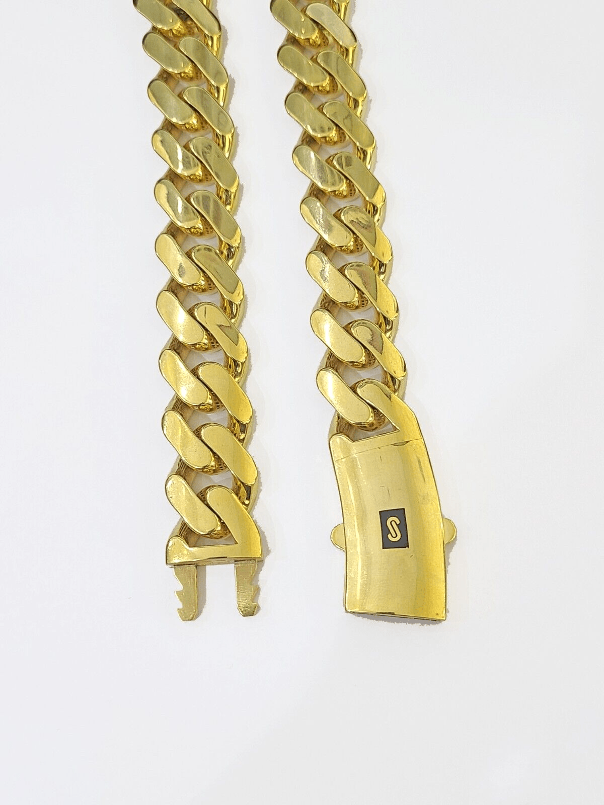 10k Gold Men Royal Monaco Link Chain 26inch 15mm Gold THICK 10kt Real hand chain - Reva Jeweler