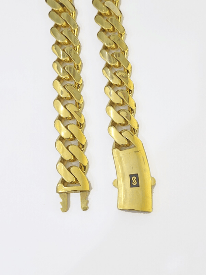10k Gold Men Royal Monaco Link Chain 26inch 15mm Gold THICK 10kt Real hand chain - Reva Jeweler