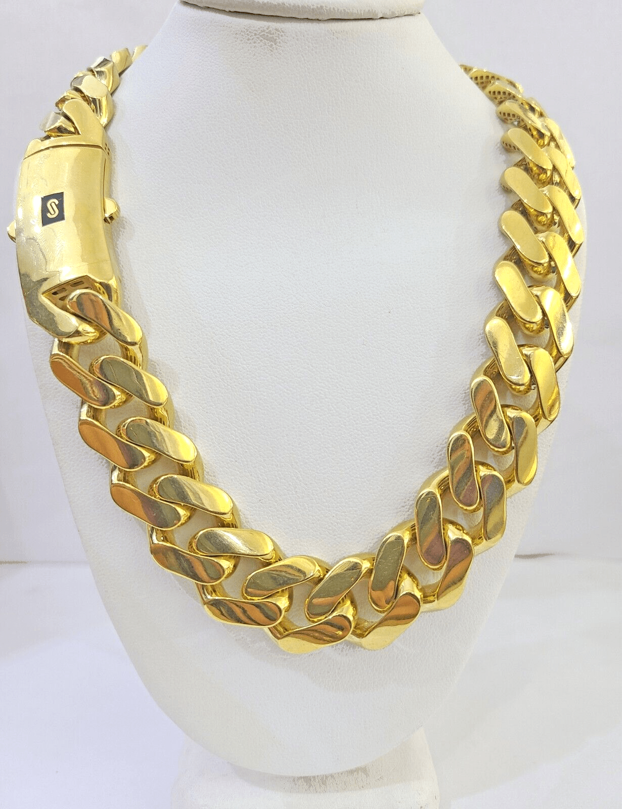 10k Gold Men Royal Monaco Link Chain 26inch 15mm Gold THICK 10kt Real hand chain - Reva Jeweler