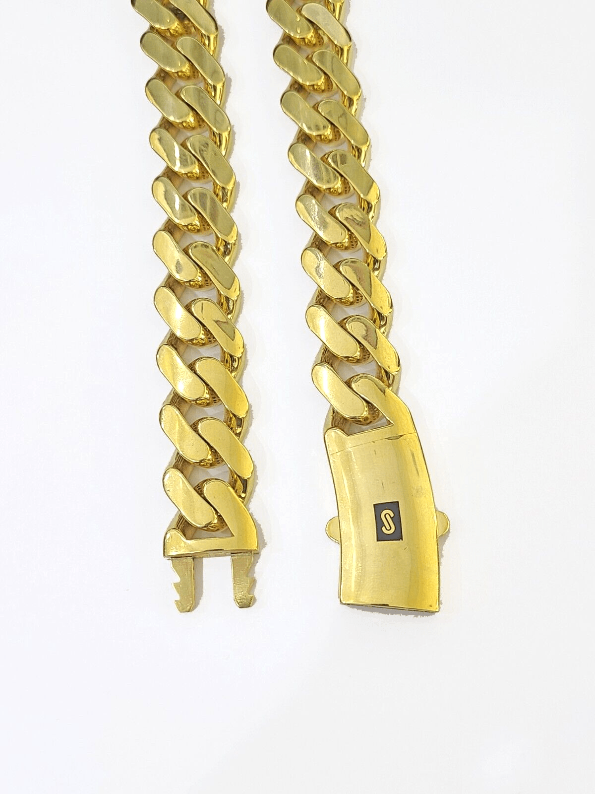 10k Gold Men Royal Monaco Link Chain 26inch 17mm Gold THICK 10kt Real hand chain - Reva Jeweler