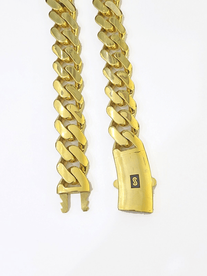 10k Gold Men Royal Monaco Link Chain 26inch 17mm Gold THICK 10kt Real hand chain - Reva Jeweler