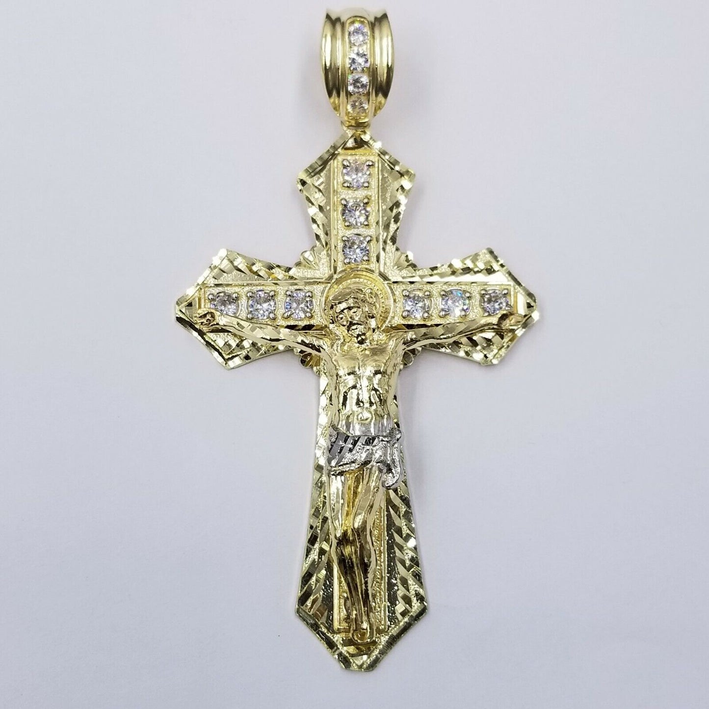 10k Gold Mens Byzantine Box Necklace 8mm 26" AND Cross - Reva Jeweler