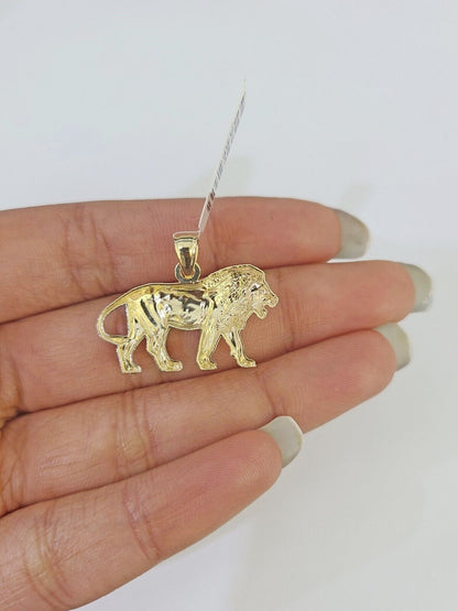 10K Gold Miami Cuban Chain Lion Charm Length 18" - 26" 2.5mm REAL Yellow - GoldenlinQ