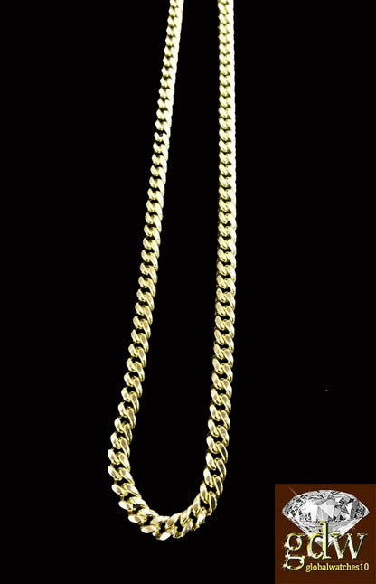 10k Gold Miami Cuban Chain Necklace 22" Inch Men Women Link 4mm Real 10k Gold - Reva Jeweler