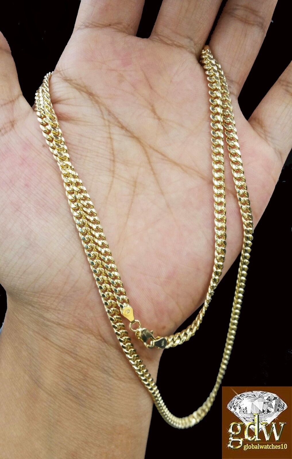 10k Gold Miami Cuban Chain Necklace 22" Inch Men Women Link 4mm Real 10k Gold - Reva Jeweler