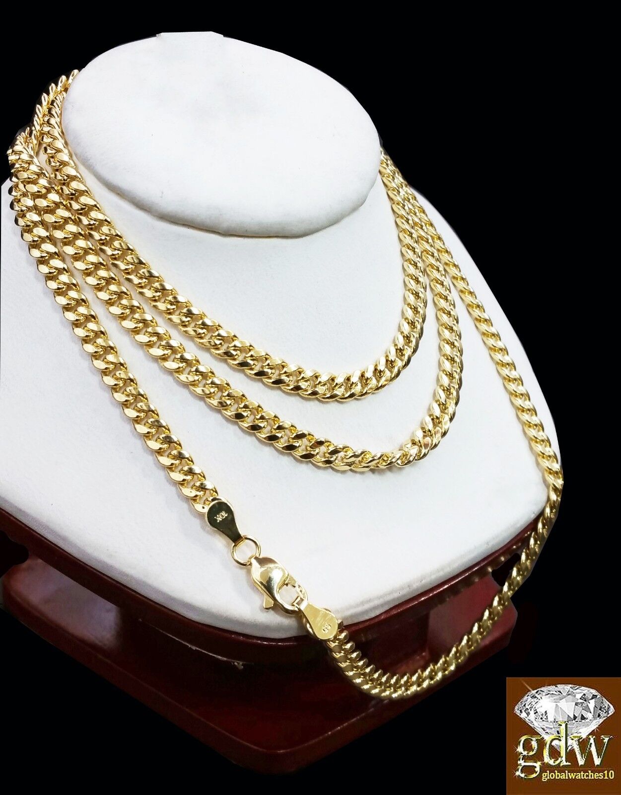 10k Gold Miami Cuban Chain Necklace 22" Inch Men Women Link 4mm Real 10k Gold - Reva Jeweler