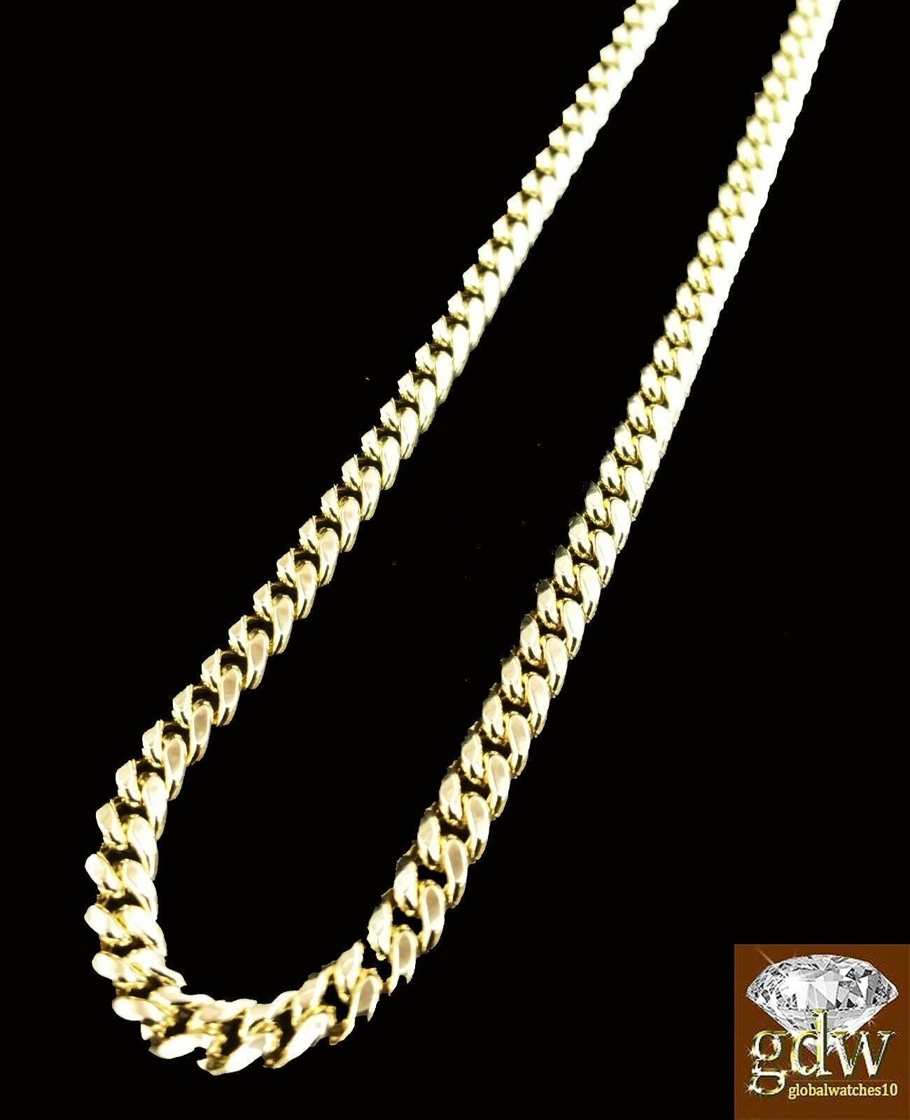 10k Gold Miami Cuban Chain Necklace 22" Inch Men Women Link 4mm Real 10k Gold - Reva Jeweler