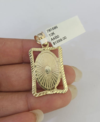 10K Gold Miami Cuban Chain Virgin Mary Charm 20" - 28" 3mm REAL Pendant - GoldenlinQ
