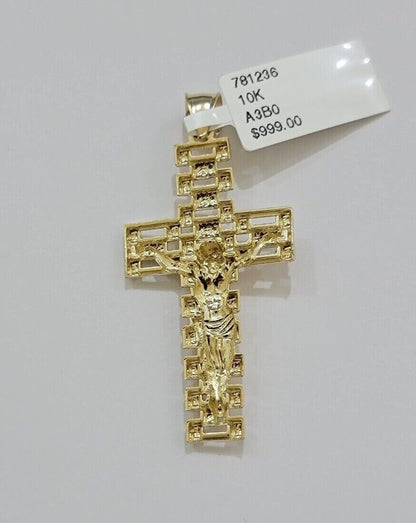 10k Gold Milano Rope Chain Jesus Cross Charm Pendant Set 18 - 24'' Inches Necklace - Reva Jeweler
