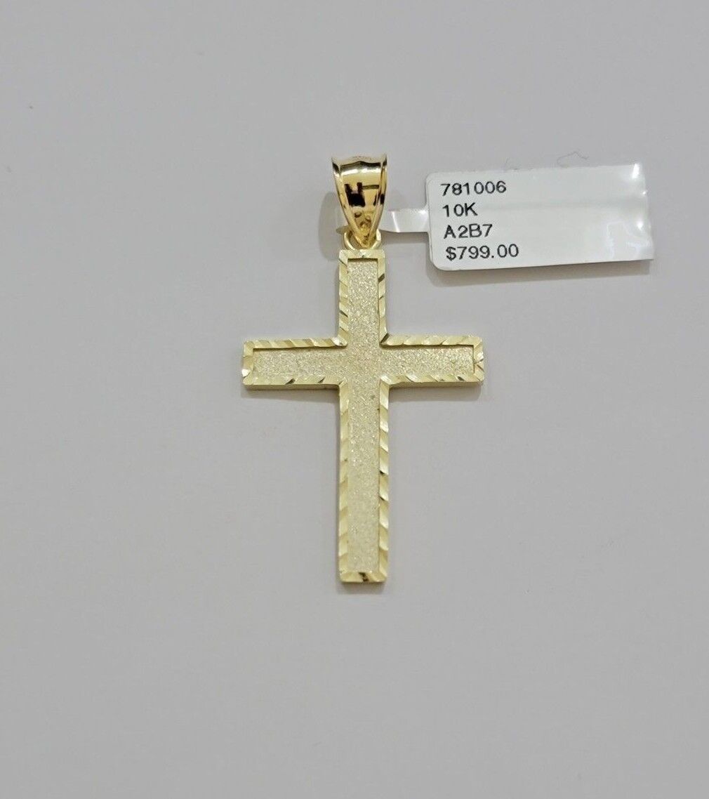 10k Gold Milano Rope Chain Plain Cross Charm Pendant Set 18 - 24'' Inches Necklace - Reva Jeweler