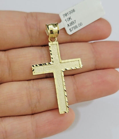 10k Gold Milano Rope Chain Plain Cross Charm Pendant Set 18 - 24'' Inches Necklace - Reva Jeweler