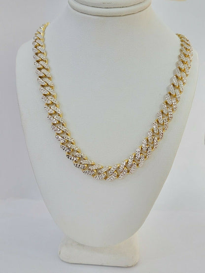 10k Gold Monaco Chain Necklace 10mm 22" Two - tone Diamond Cut REAL 10kt Gold SALE - Reva Jeweler