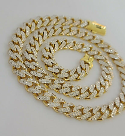 10k Gold Monaco Chain Necklace 10mm 22" Two - tone Diamond Cut REAL 10kt Gold SALE - Reva Jeweler