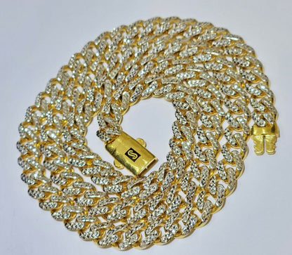 10k Gold Monaco Chain Necklace 7mm 22" Two - tone Diamond Cut REAL 10kt Gold SALE - Reva Jeweler