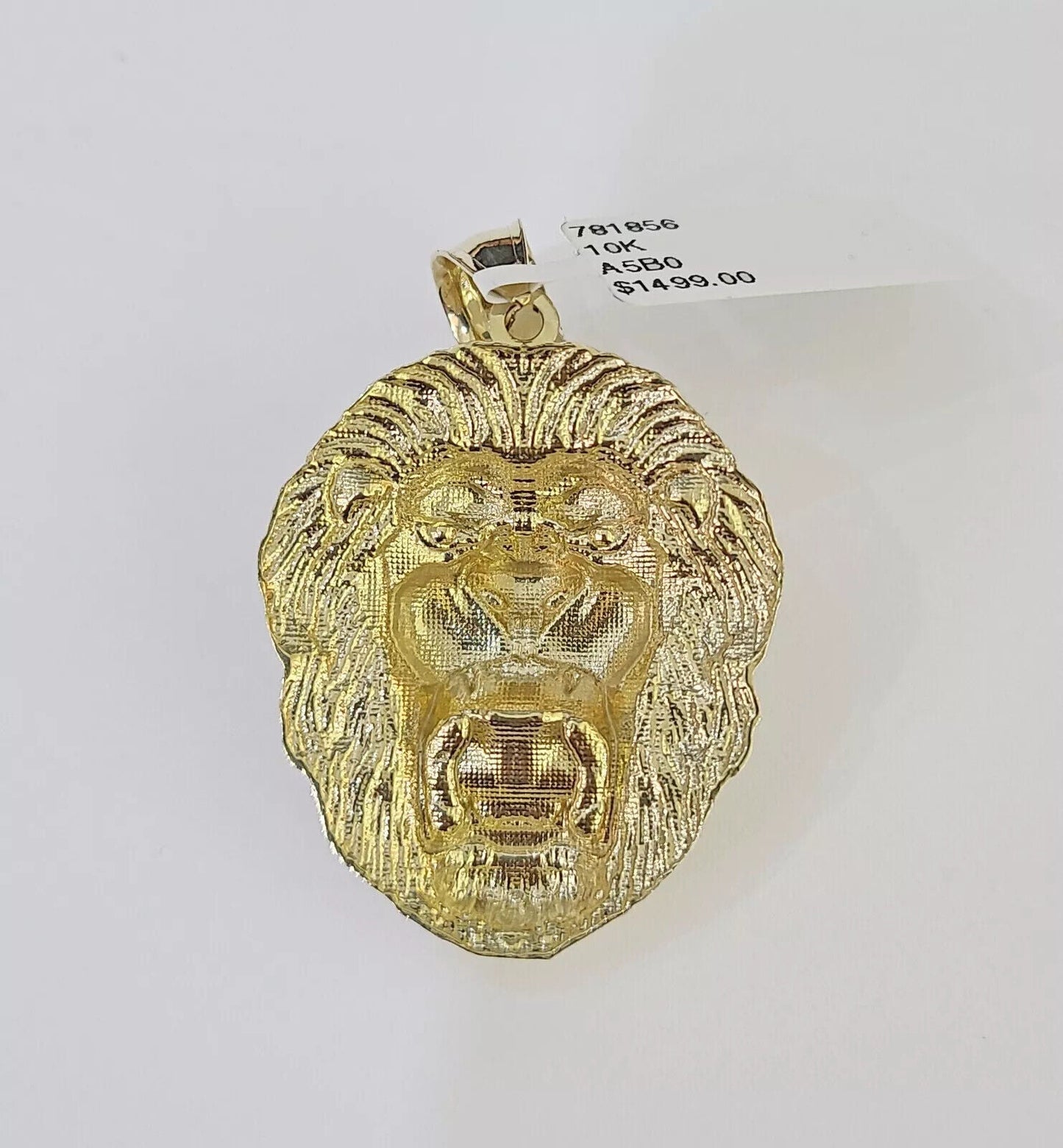 10k Gold Necklace & Lion charm Pendant REAL 10kt Men's Byzantine Chain Charm SET - Reva Jeweler