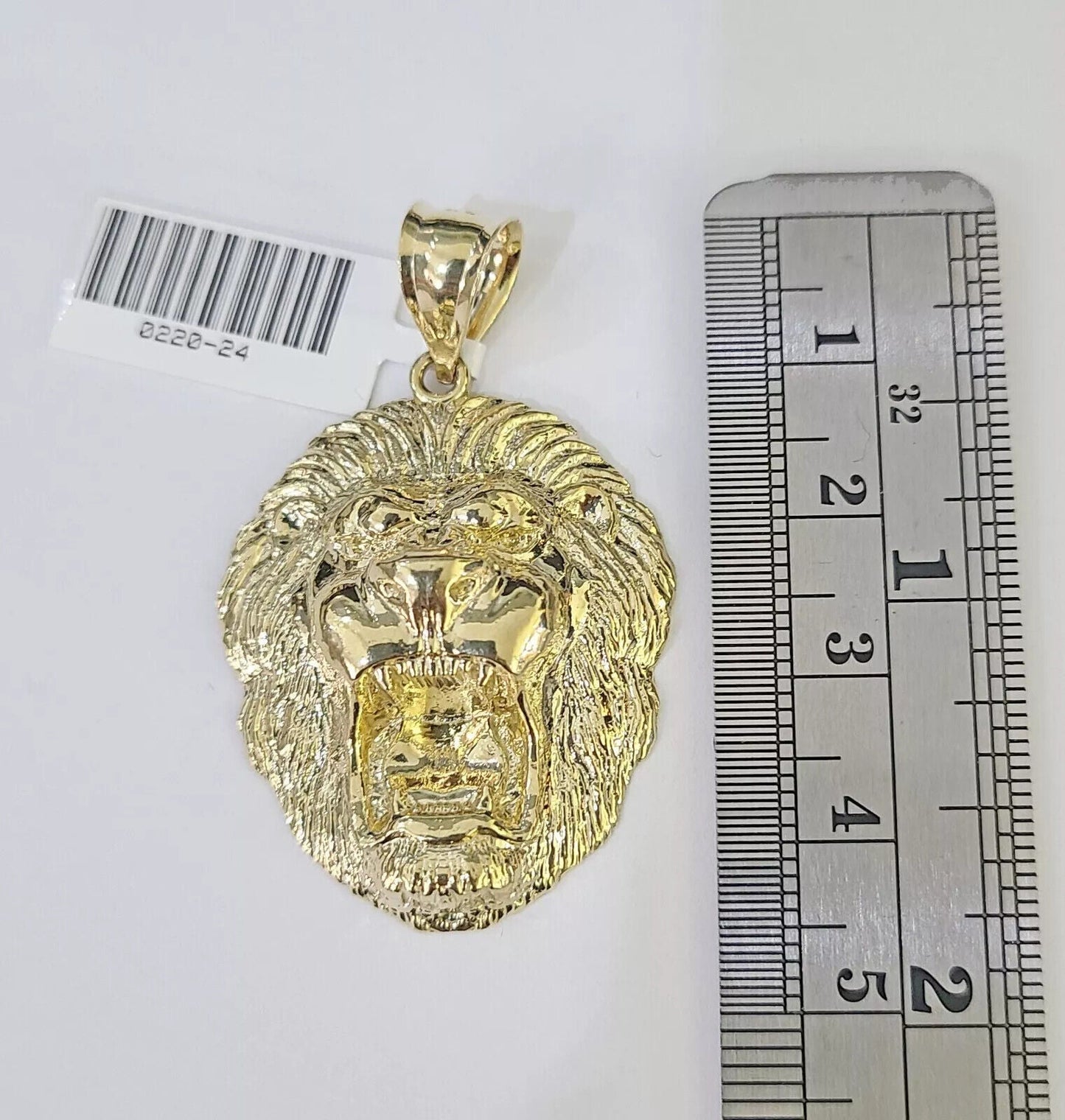 10k Gold Necklace & Lion charm Pendant REAL 10kt Men's Byzantine Chain Charm SET - Reva Jeweler