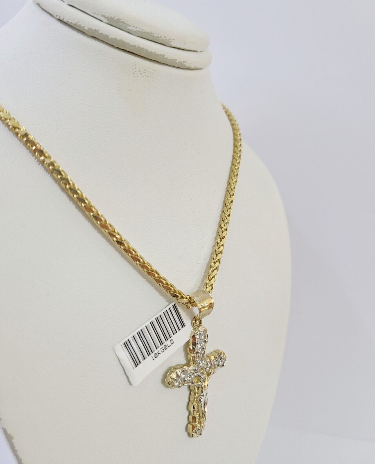 10K Gold Palm Chain 2.5mm Length 18" 20" 22" 24" 26" 28" 30" & Cross Charm - Reva Jeweler