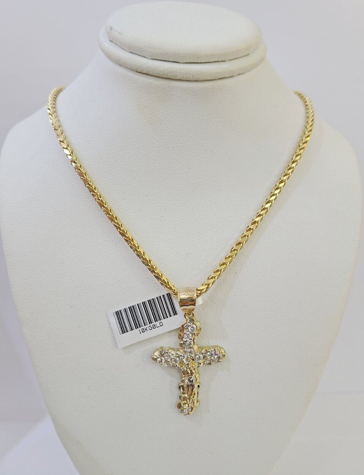 10K Gold Palm Chain 2.5mm Length 18" 20" 22" 24" 26" 28" 30" & Cross Charm - Reva Jeweler