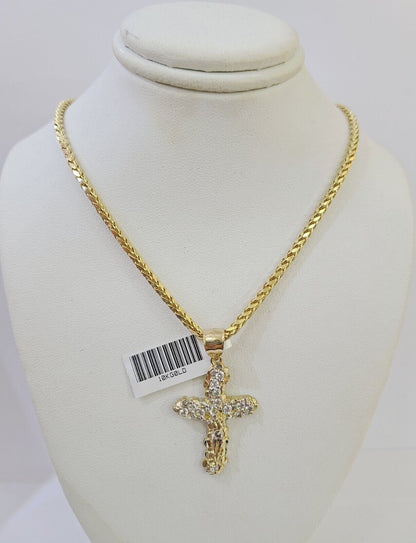 10K Gold Palm Chain 2.5mm Length 18" 20" 22" 24" 26" 28" 30" & Cross Charm - Reva Jeweler