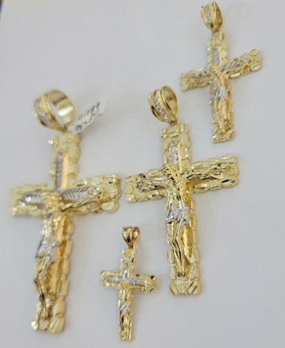 10k Gold Pendant charm Jesus cross crucifix 4" 3" 2" 1.5" Men women Real 10kt - Reva Jeweler