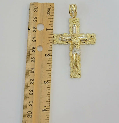 10k Gold Pendant charm Jesus cross crucifix 4" 3" 2" 1.5" Men women Real 10kt - Reva Jeweler