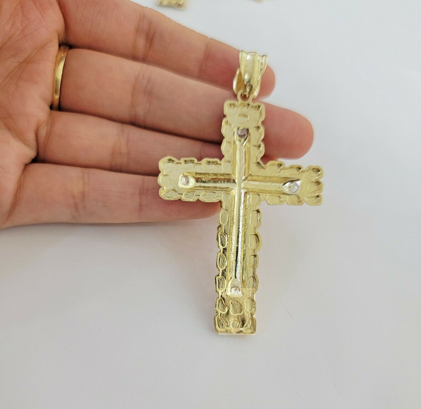 10k Gold Pendant charm Jesus cross crucifix 4" 3" 2" 1.5" Men women Real 10kt - Reva Jeweler