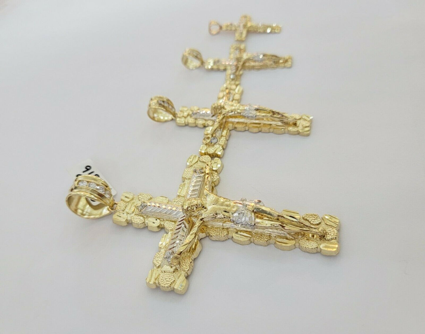 10k Gold Pendant charm Jesus cross crucifix 4" 3" 2" 1.5" Men women Real 10kt - Reva Jeweler
