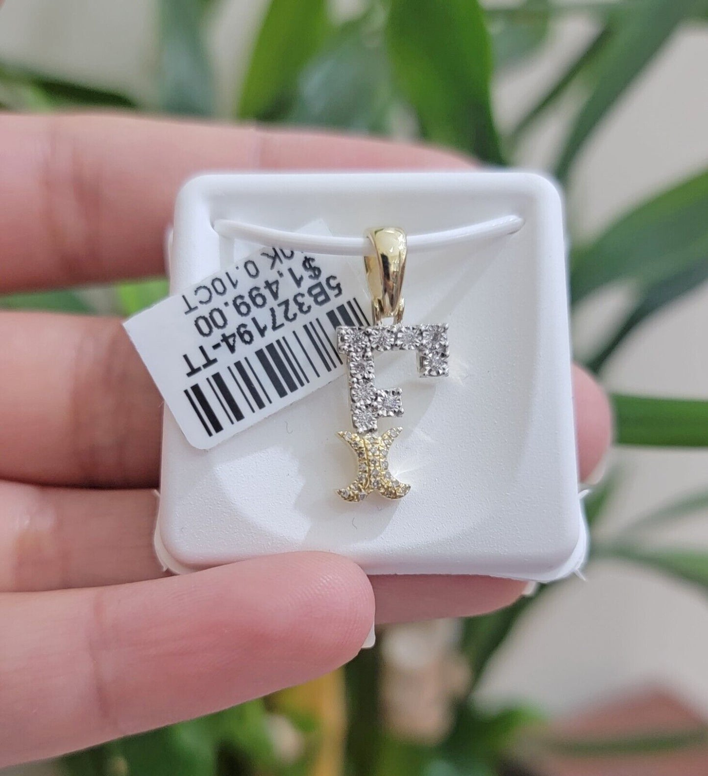 10k Gold Pendant Initial Charm Natural Diamond A - Z Alphabet 10K Yellow Gold REAL - Reva Jeweler
