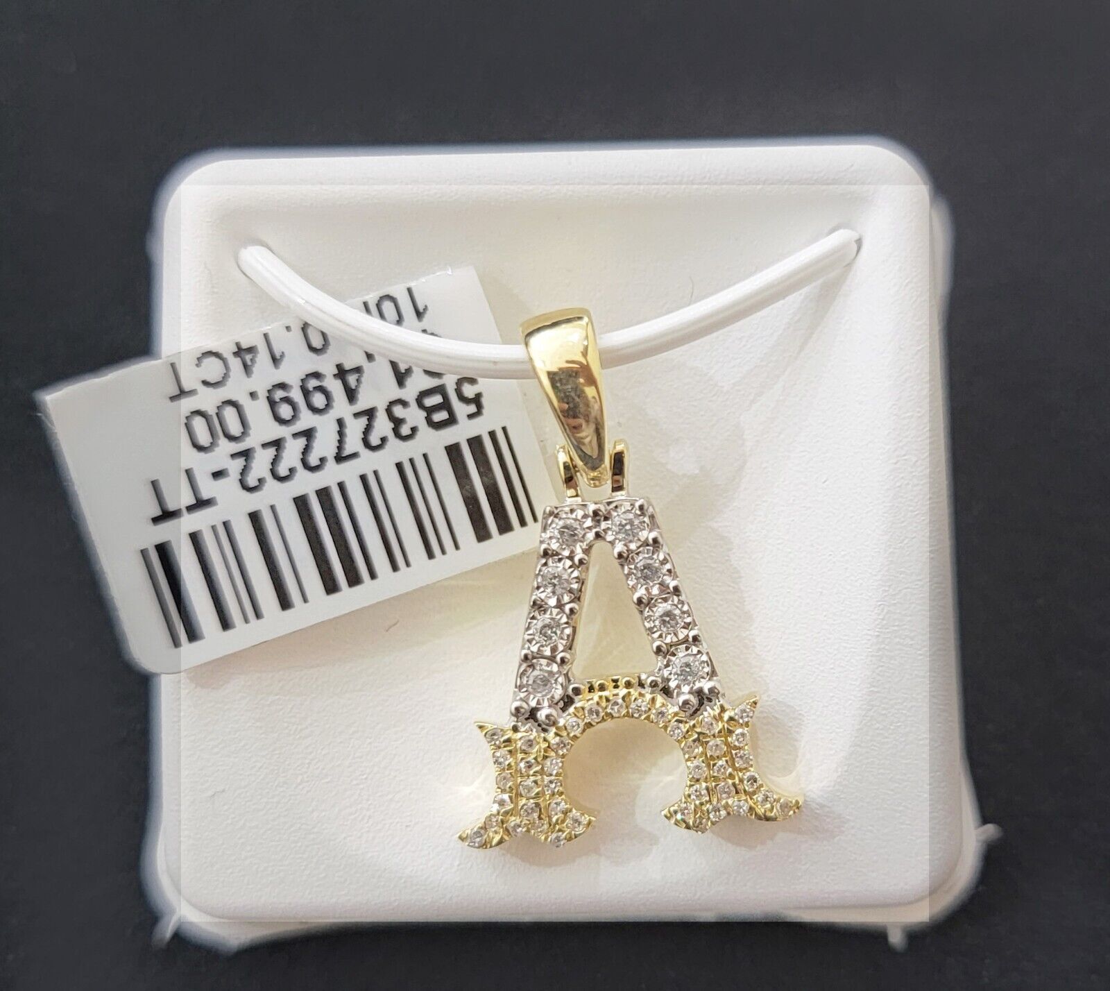 10k Gold Pendant Initial Charm Natural Diamond A - Z Alphabet 10K Yellow Gold REAL - Reva Jeweler