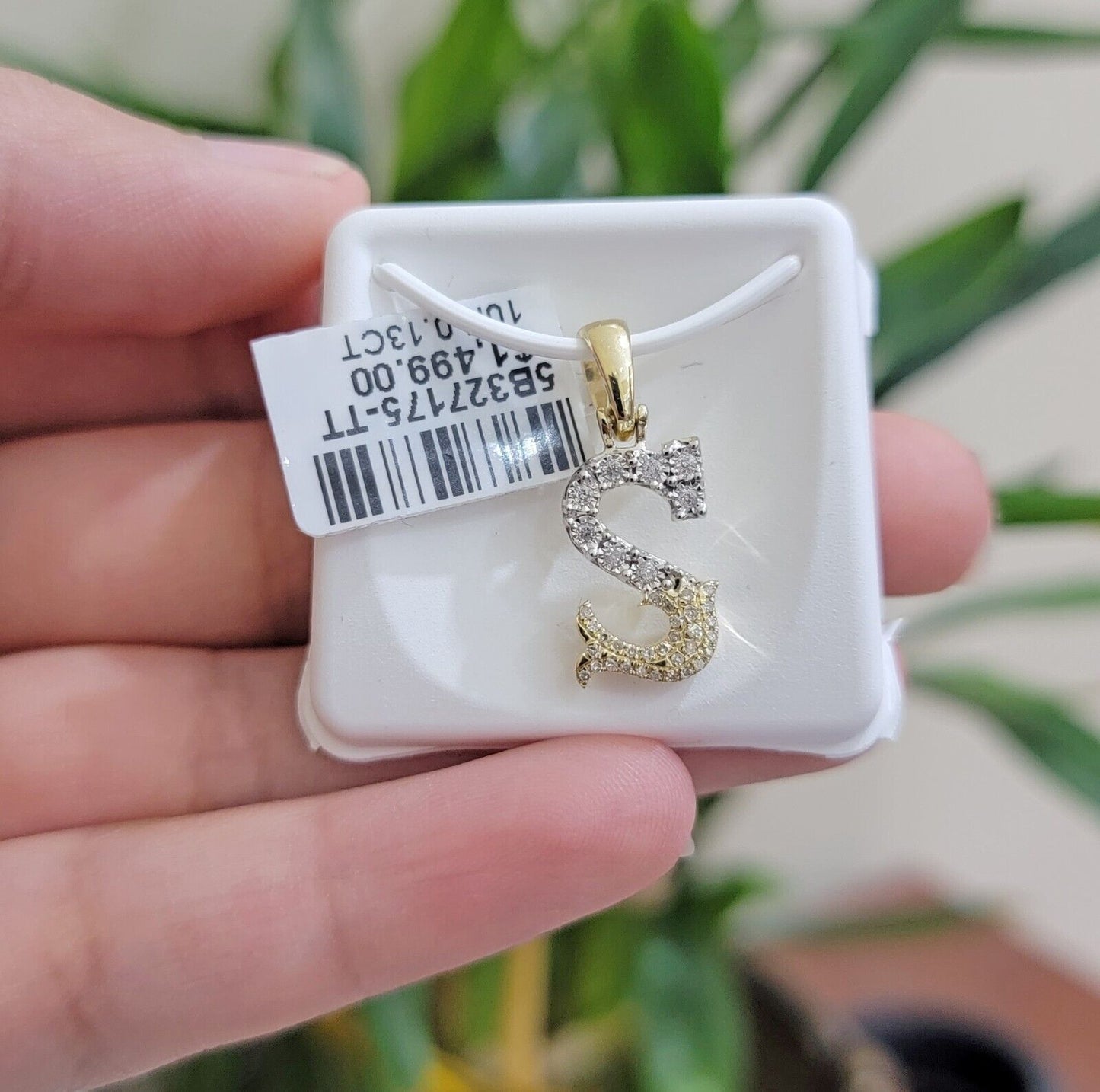 10k Gold Pendant Initial Charm Natural Diamond A - Z Alphabet 10K Yellow Gold REAL - Reva Jeweler