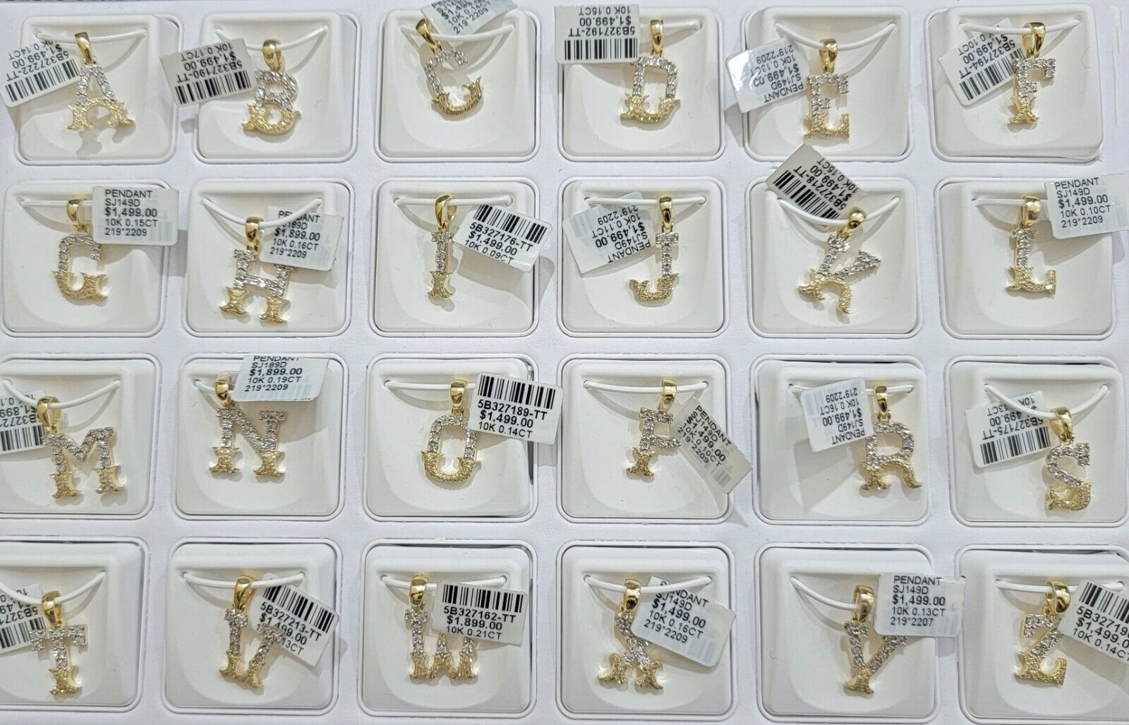 10k Gold Pendant Initial Charm Natural Diamond A - Z Alphabet 10K Yellow Gold REAL - Reva Jeweler