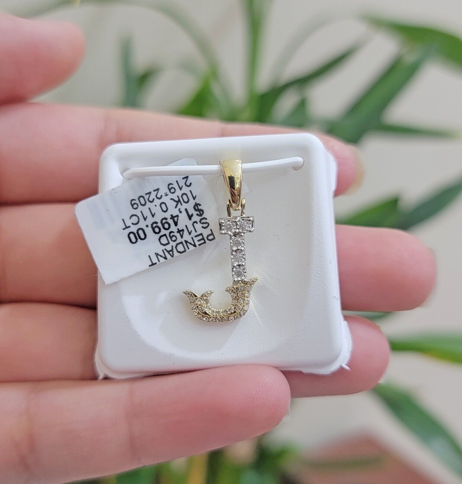 10k Gold Pendant Initial Charm Natural Diamond A - Z Alphabet 10K Yellow Gold REAL - Reva Jeweler