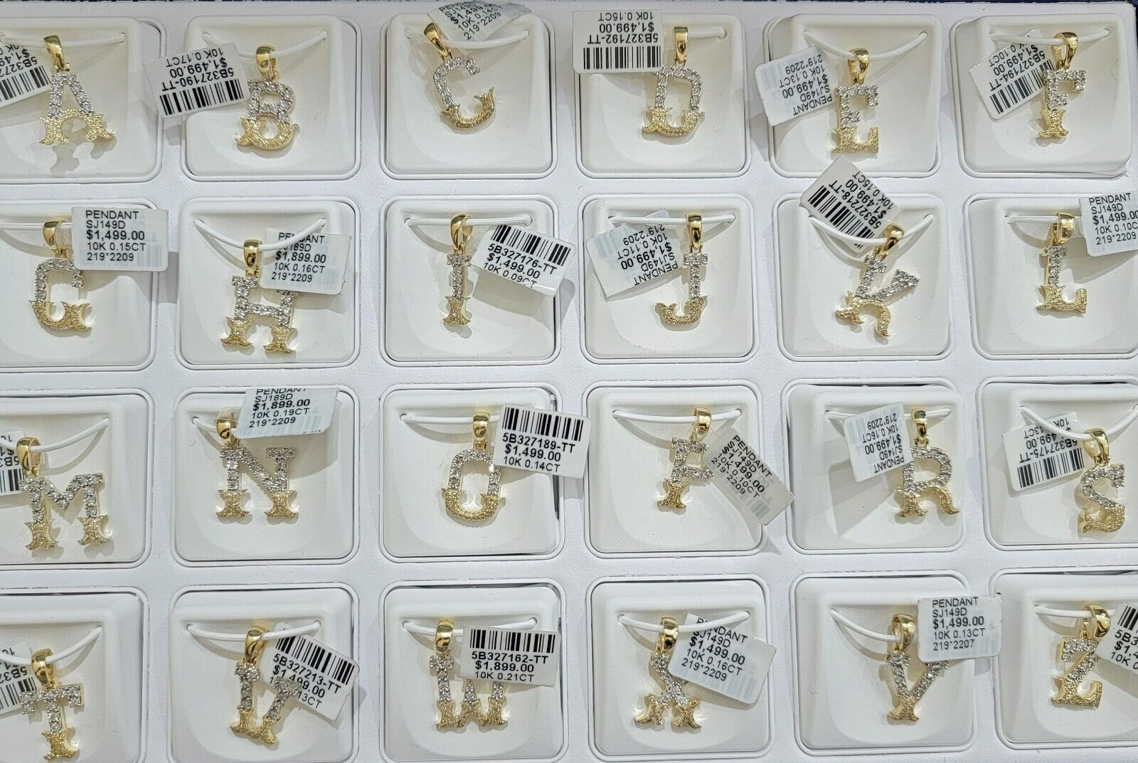 10k Gold Pendant Initial Charm Natural Diamond A - Z Alphabet 10K Yellow Gold REAL - Reva Jeweler