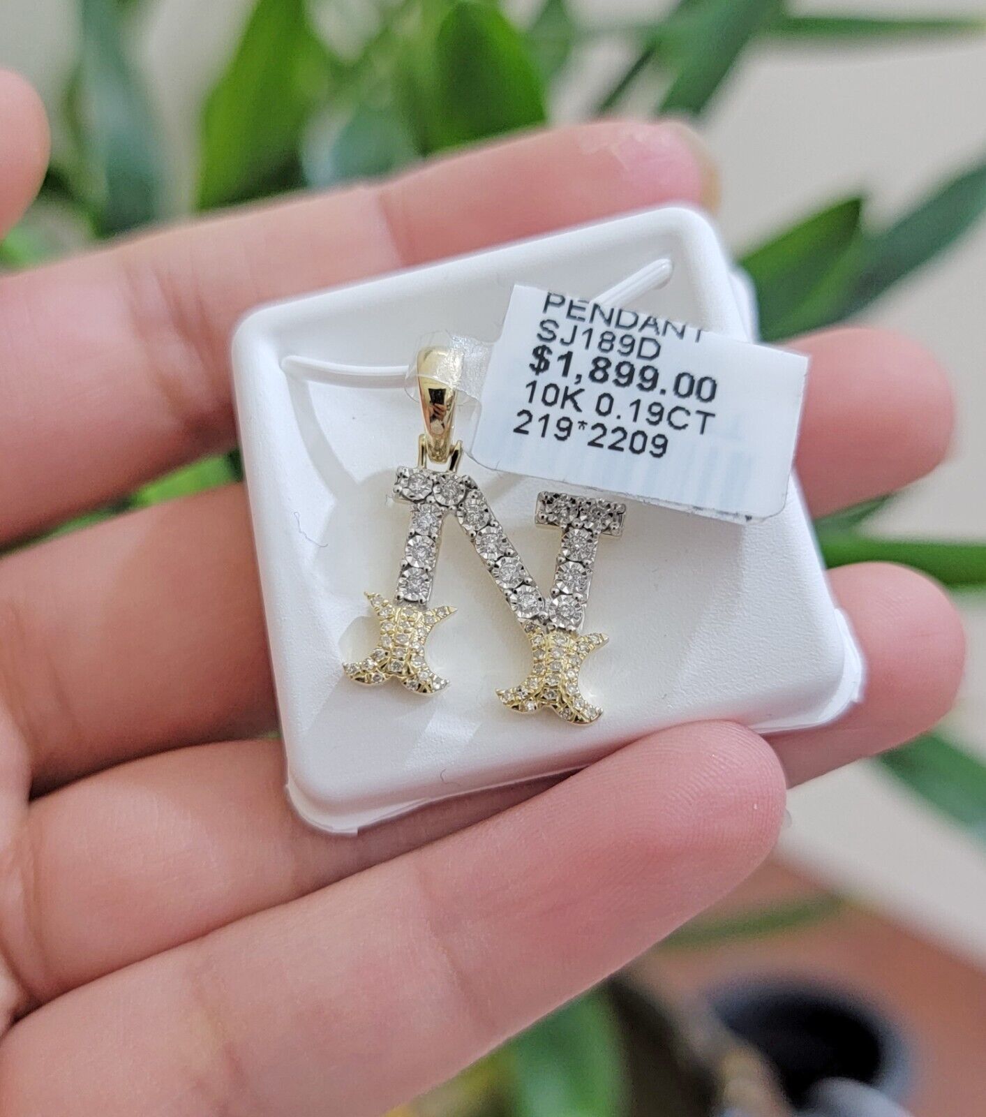 10k Gold Pendant Initial Charm Natural Diamond A - Z Alphabet 10K Yellow Gold REAL - Reva Jeweler