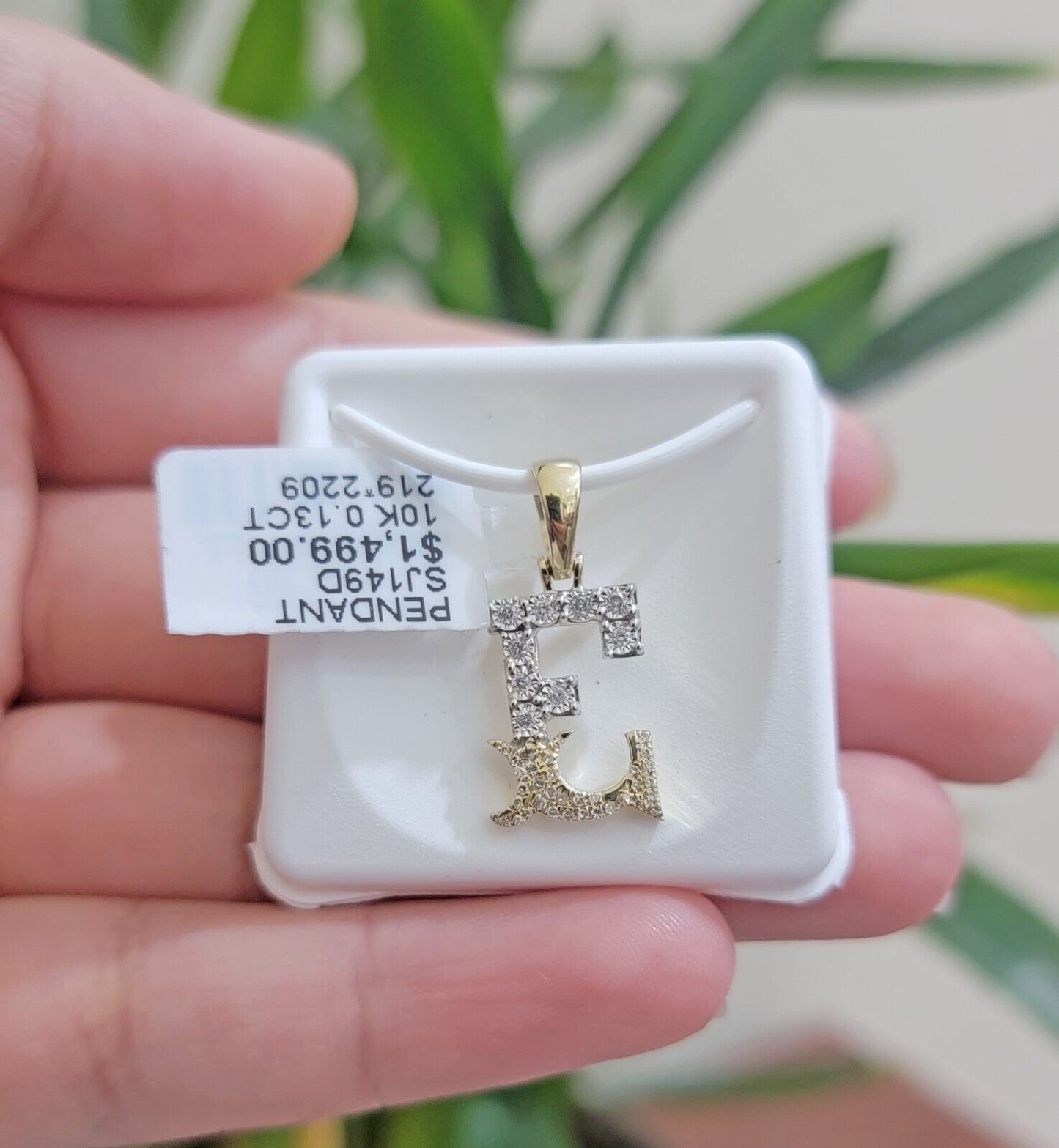 10k Gold Pendant Initial Charm Natural Diamond A - Z Alphabet 10K Yellow Gold REAL - Reva Jeweler