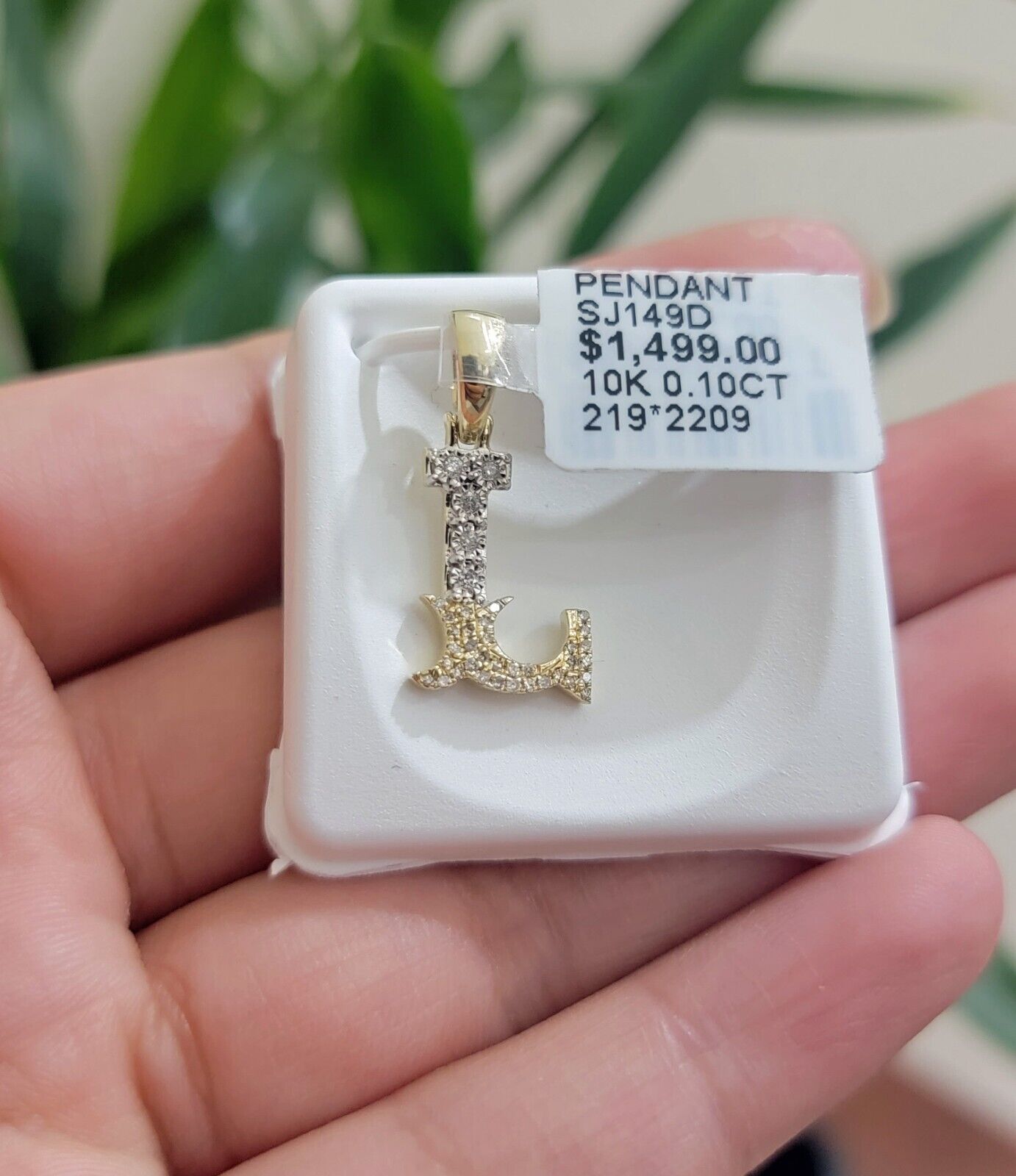 10k Gold Pendant Initial Charm Natural Diamond A - Z Alphabet 10K Yellow Gold REAL - Reva Jeweler