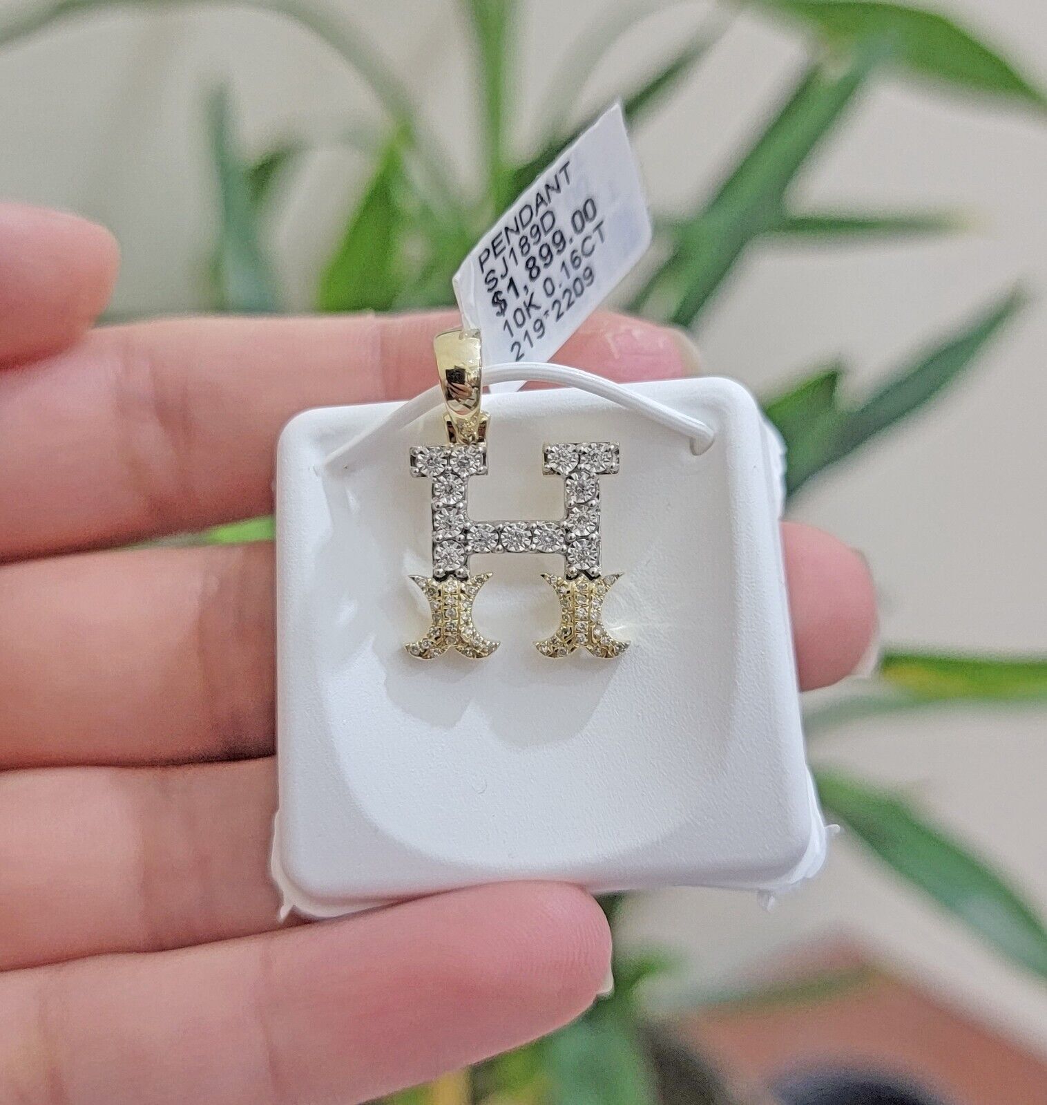 10k Gold Pendant Initial Charm Natural Diamond A - Z Alphabet 10K Yellow Gold REAL - Reva Jeweler