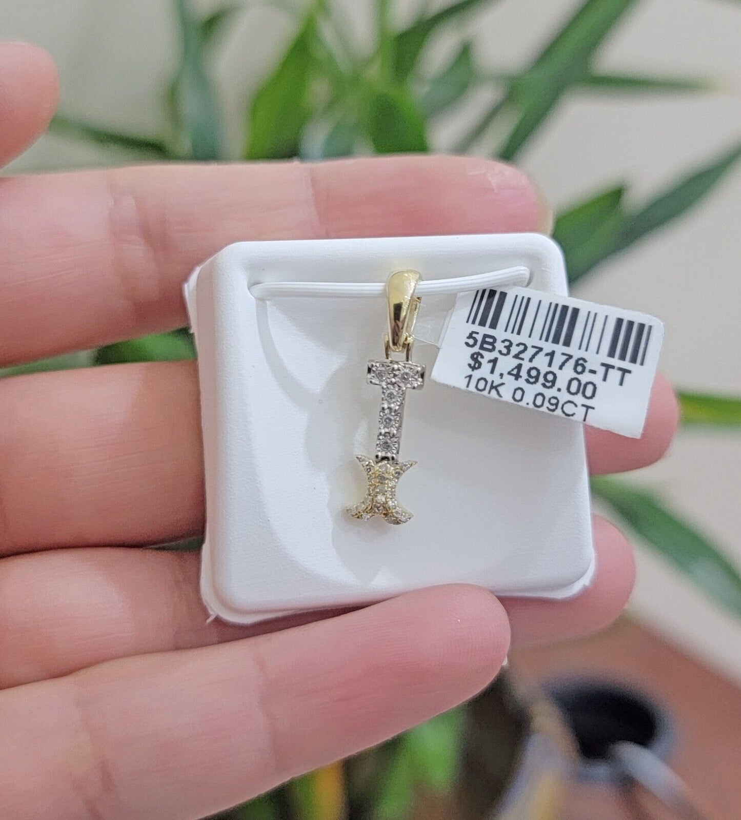 10k Gold Pendant Initial Charm Natural Diamond A - Z Alphabet 10K Yellow Gold REAL - Reva Jeweler
