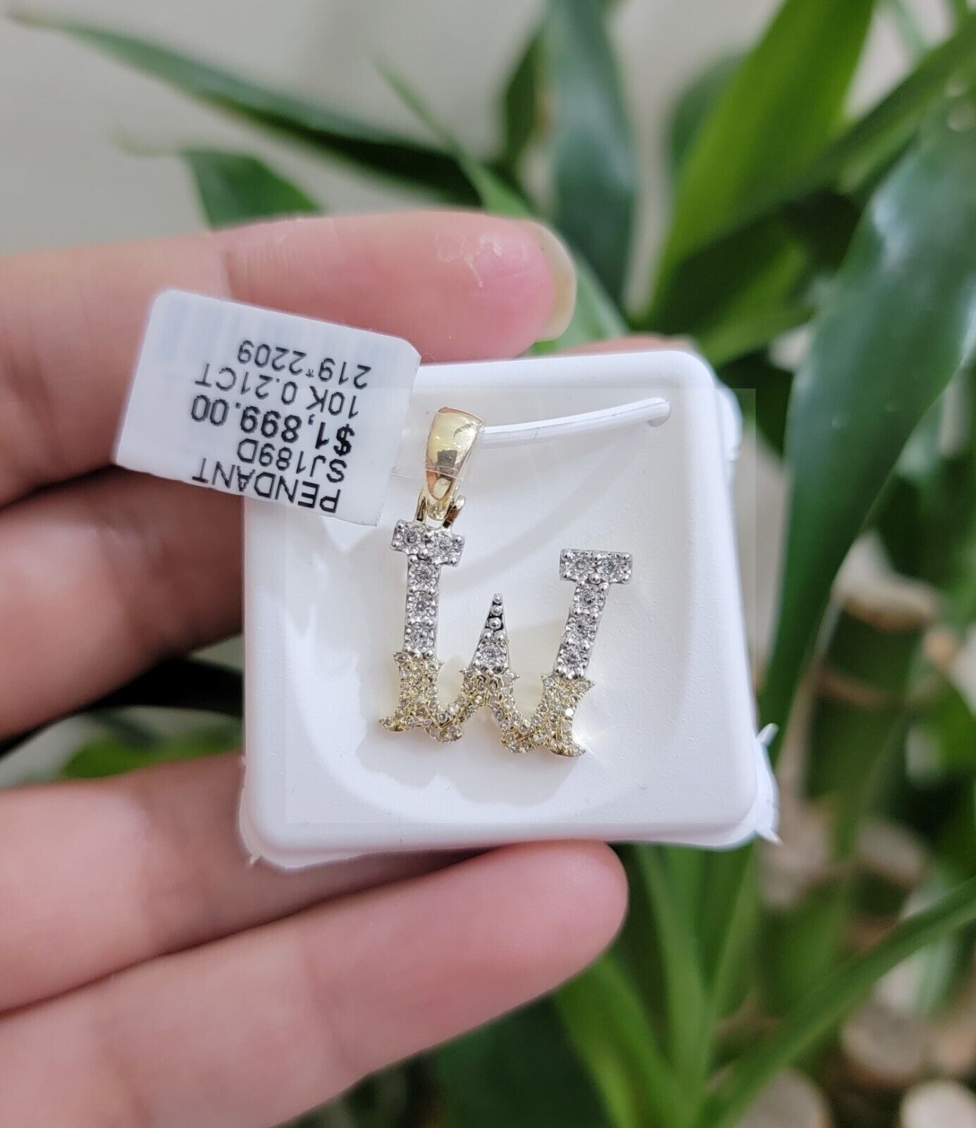 10k Gold Pendant Initial Charm Natural Diamond A - Z Alphabet 10K Yellow Gold REAL - Reva Jeweler