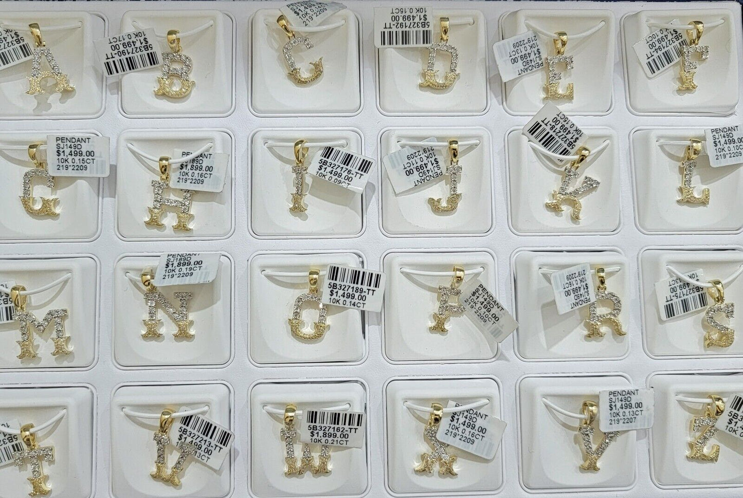 10k Gold Pendant Initial Charm Natural Diamond A - Z Alphabet 10K Yellow Gold REAL - Reva Jeweler