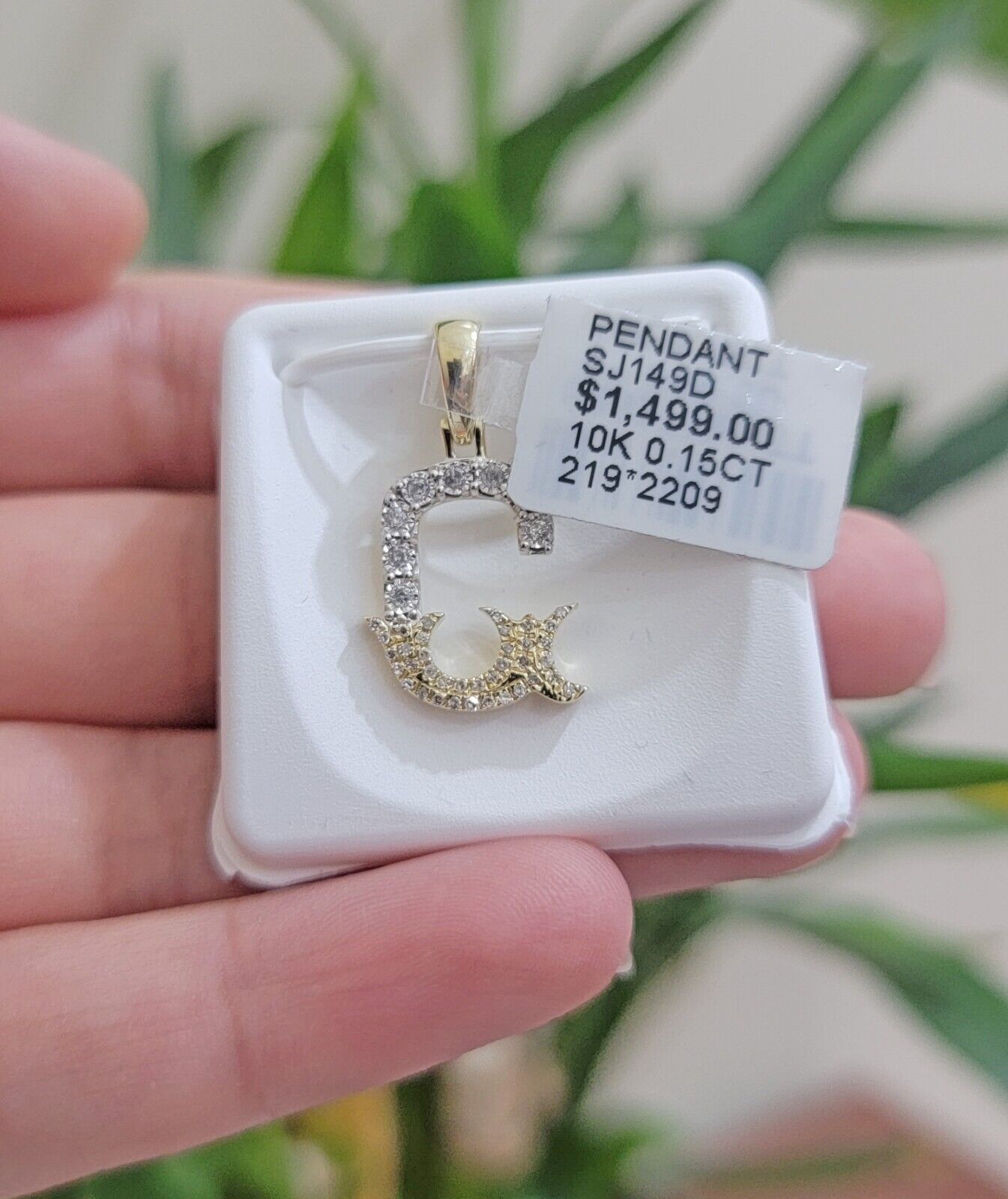 10k Gold Pendant Initial Charm Natural Diamond A - Z Alphabet 10K Yellow Gold REAL - Reva Jeweler