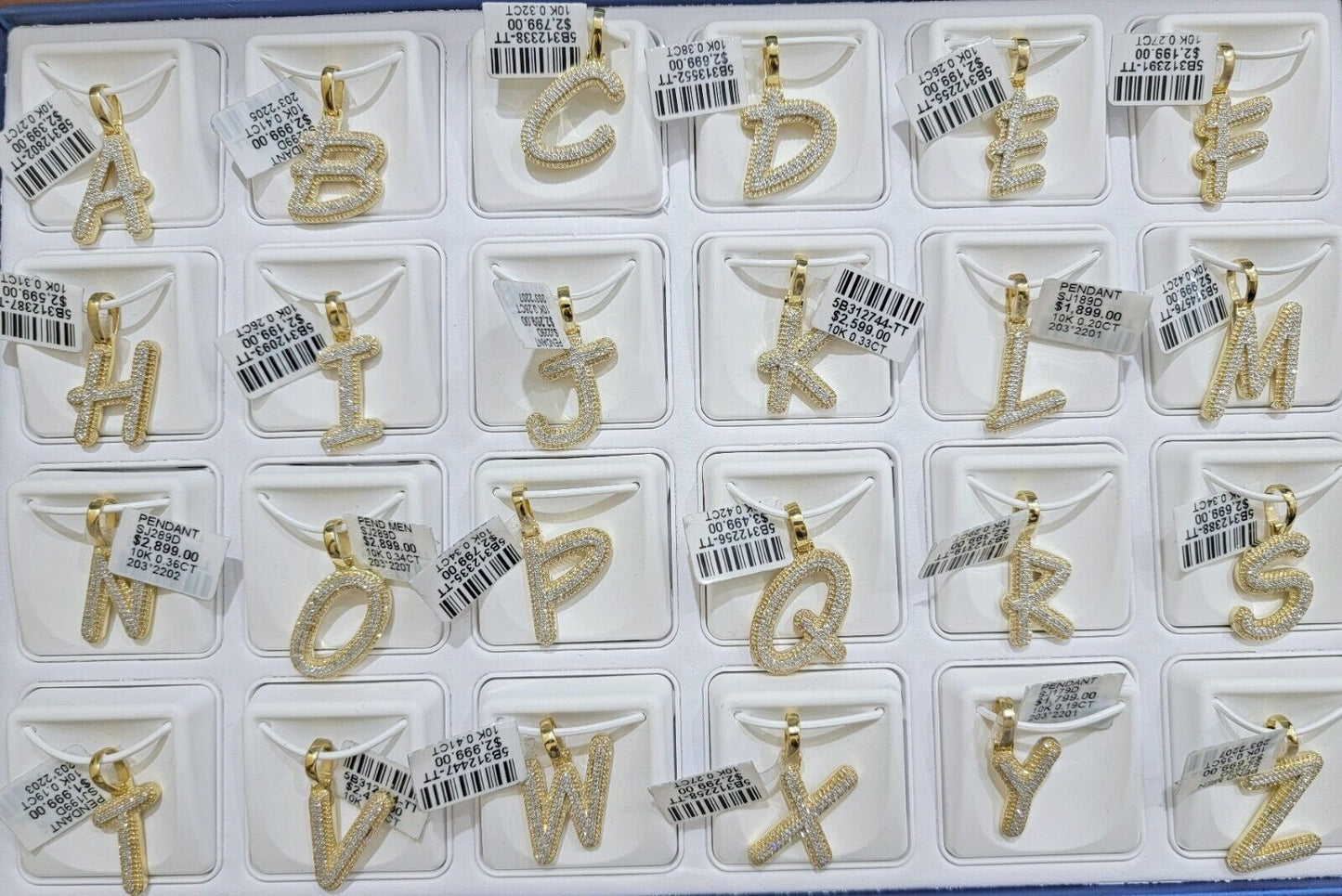 10k Gold Pendant Natural Diamond Initial Charm A - Z Alphabet 10K Yellow Gold REAL - Reva Jeweler