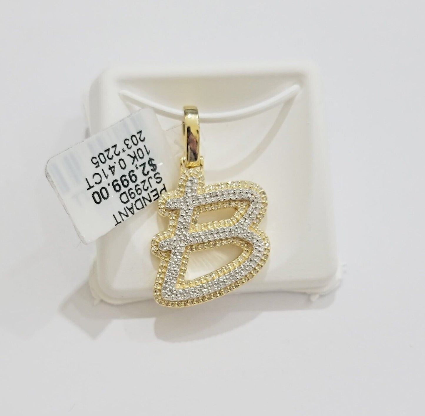 10k Gold Pendant Natural Diamond Initial Charm A - Z Alphabet 10K Yellow Gold REAL - Reva Jeweler