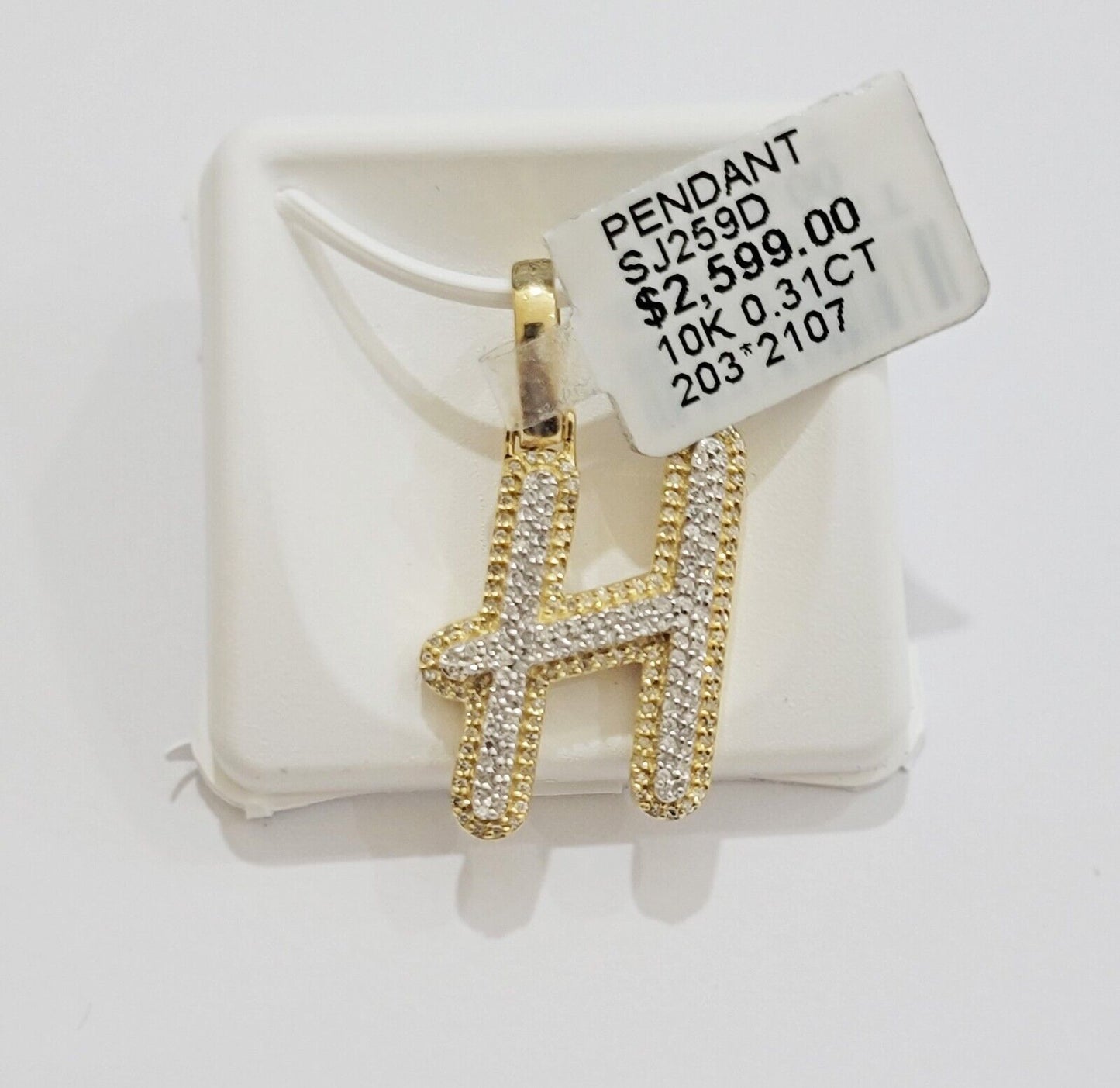 10k Gold Pendant Natural Diamond Initial Charm A - Z Alphabet 10K Yellow Gold REAL - Reva Jeweler