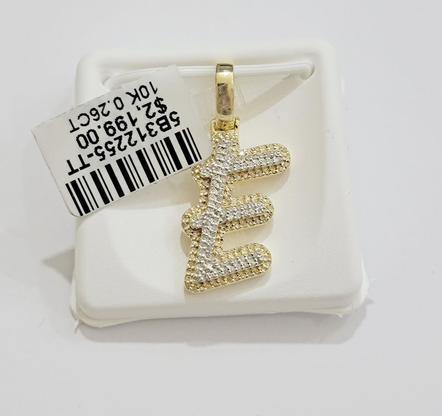 10k Gold Pendant Natural Diamond Initial Charm A - Z Alphabet 10K Yellow Gold REAL - Reva Jeweler